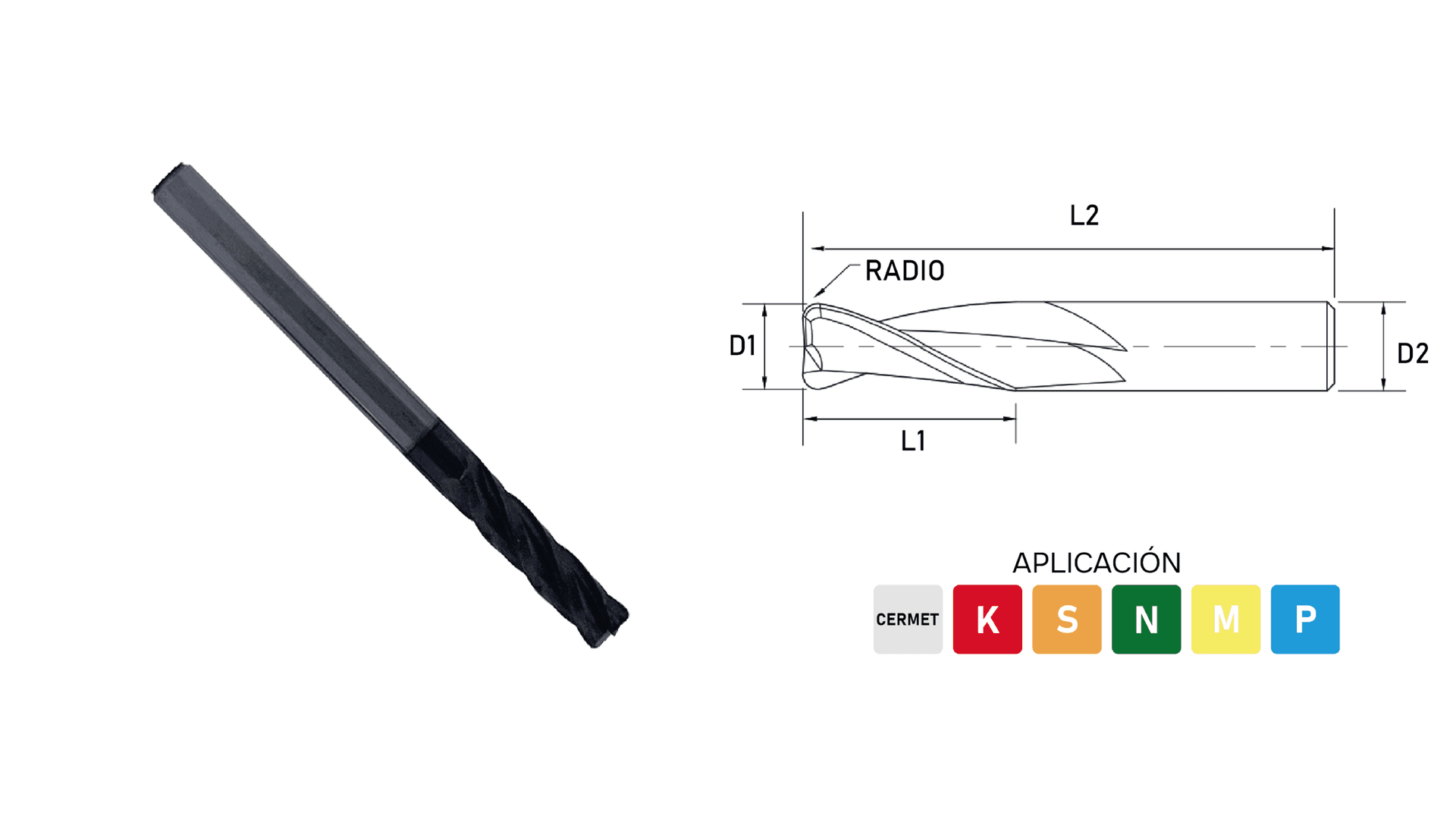 4 filos métrico con radio en las esquinas TiAlN